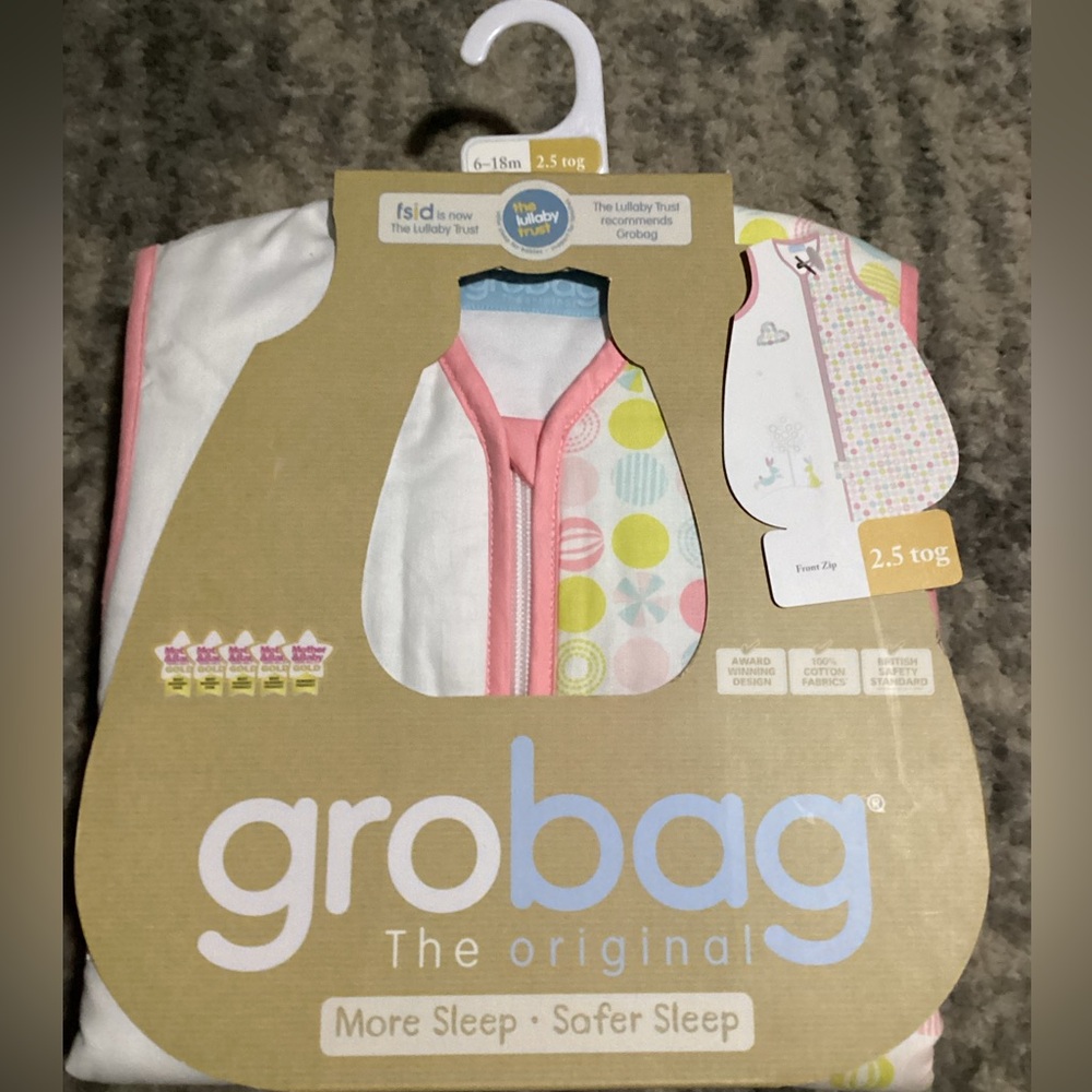 Grobag Sleep Sack by The Gro Company, Blossom Bunny 6-18 months 2.5 All Season